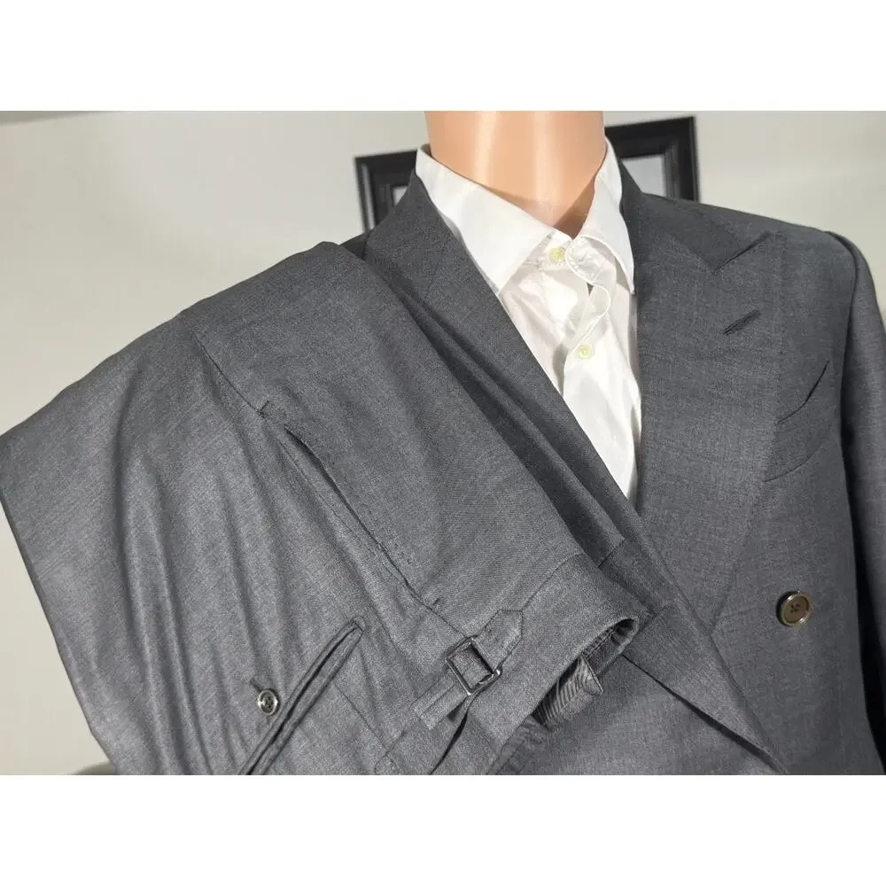 Tom Ford Charcoal Wool Peak Lapel Double Breasted 2Pc Suit 50C 40S US 34x29 Pant